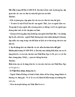Giải SGK Giáo dục công dân 8 bài 2: Tôn trọng sự đa dạng của các dân tộc | Kết nối tri thức