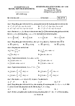 Đề thi học kỳ II Toán 12 năm 2017 – 2018 trường Phan Đình Phùng – Đắk Lắk