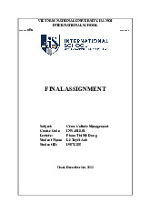 Bài tập kết thúc học phần Cross Culture Management | Đại học Quốc gia Hà Nội