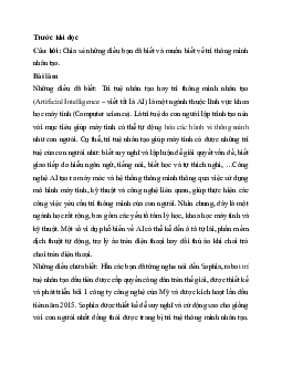 Soạn bài Trí thông minh nhân tạo | Ngữ văn 11 Kết nối tri thức