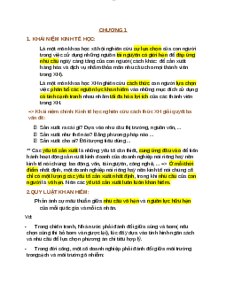 Tóm tắt lý thuyết Chương 1 môn Kinh tế vi mô