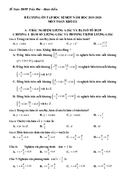Đề cương ôn tập Toán 11 HKI năm 2019 – 2020 trường THPT Trần Phú – Hà Nội