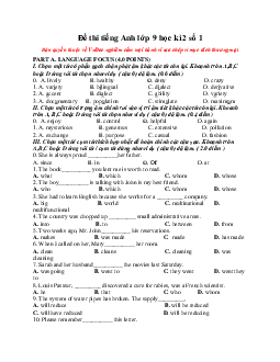Đề thi tiếng Anh lớp 9 học kì 2 số 1