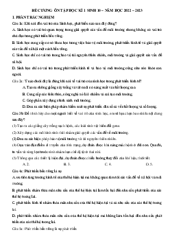 Đề cương ôn tập học kì 1 môn Sinh học 10 Kết nối tri thức