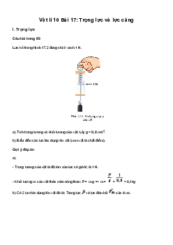 Giải Vật lí 10 Bài 17: Trọng lực và lực căng | Kết Nối Tri Thức