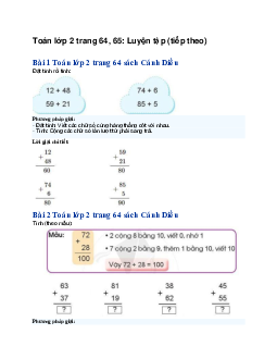 Toán lớp 2 trang 64, 65: Luyện tập (tiếp theo) | Cánh diều