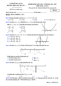 Đề giữa kỳ 1 Toán 12 năm 2021 – 2022 trường THPT Việt Yên 1 – Bắc Giang