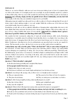 PASSAGE 18_Theme 6. Health and Lifestyles (Sức khỏe và lối sống)