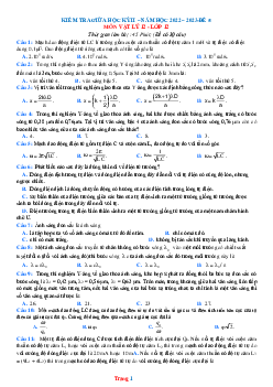 Đề Thi Giữa Học Kỳ 2 Lý 12 Năm 2022-2023 Có Đáp Án (Đề 5)