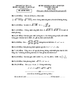 Đề HSG Toán 9 cấp huyện năm 2018 – 2019 phòng GD&ĐT Yên Lạc – Vĩnh Phúc