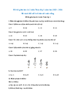 Đề thi giữa học kì 2 lớp 1 năm 2023 - 2024 | Toán 1 | Kết nối tri thức với cuộc sống | đề 4