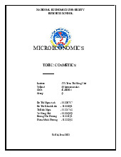 TOPIC: COSMETICS môn Kinh tế vi mô | Trường Đại học Kinh tế Quốc dân
