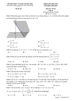 Đề học kì 1 Toán 10 năm 2022 – 2023 trường chuyên Nguyễn Huệ – Hà Nội