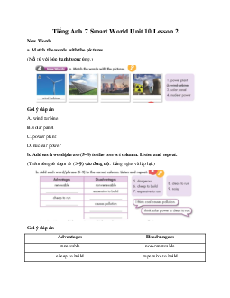 Tiếng Anh 7 Smart World Unit 10 Lesson 2
