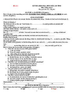 TOP 2 đề luyện thi học sinh giỏi Tiếng Anh 9 THCS cấp tỉnh năm học 2019-2020