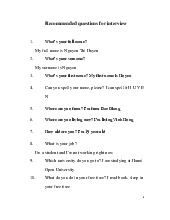 Interview Questions - Key Insights for 1st Year Students môn Tiếng Anh cơ bản 2 | Trường đại học Mở Hà Nội