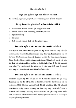 Viết đoạn văn ngắn (từ 5 đến 7 câu) tả một món đồ chơi em thích | Tập làm văn lớp 3 Chân trời sáng tạo