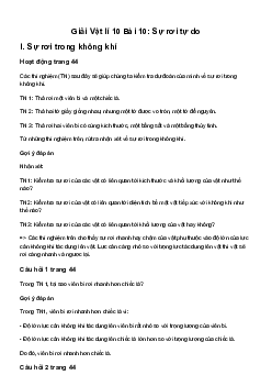 Giải Vật lí 10 Bài 10: Sự rơi tự do | Kết Nối Tri Thức