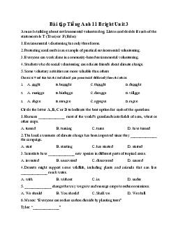 Bài tập Tiếng Anh 11 Unit 3  | Bright