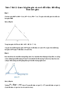 Giải Toán 7 Bài 2: Quan hệ giữa góc và cạnh đối diện - Bất đẳng thức tam giác | Cánh diều