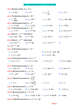 TOP 20 câu trắc nghiệm đạo hàm của hàm số mũ