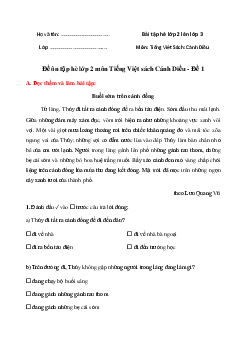 Đề ôn tập hè lớp 2 môn Tiếng Việt - Đề 1 | Cánh Diều