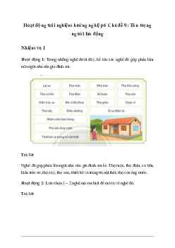 Giải Hoạt động trải nghiệm 6: Tôn trọng người lao động sách Chân Trời Sáng Tạo