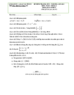 Đề thi học kì 1 Toán 11 năm 2019 – 2020 trường Lý Thái Tổ – TP HCM