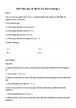 Hoá học 10 Bài 9: Ôn tập chương 2 - Kết Nối Tri Thức