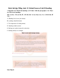 Giải Unit 8 Reading | Sách bài tập Tiếng Anh 11 Global Success