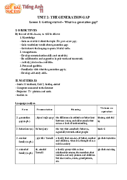 Unit 2: The generation gap - Giáo án Tiếng Anh 11 Global Success