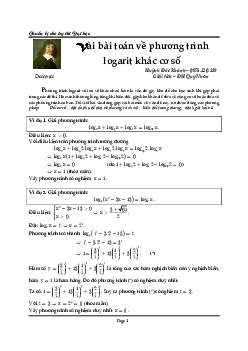 Một số bài toán phương trình logarit khác cơ số – Huỳnh Đức Khánh – Đại học Quy Nhơn