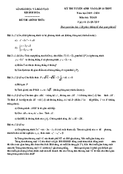 Đề tuyển sinh lớp 10 THPT năm 2019 – 2020 môn Toán sở GD&ĐT Khánh Hòa