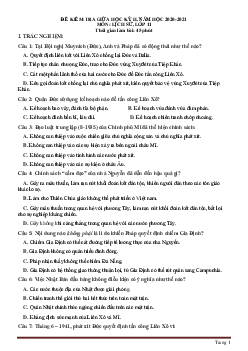 Đề kiểm tra giữa học kỳ 2 Lịch Sử 11 (có đáp án)