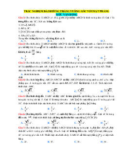 Trắc nghiệm đường thẳng vuông góc với mặt phẳng mức vận dụng (giải chi tiết)