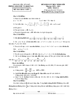 Đề KSCL học sinh giỏi Toán 8 năm 2022 – 2023 phòng GD&ĐT Yên Mô – Ninh Bình