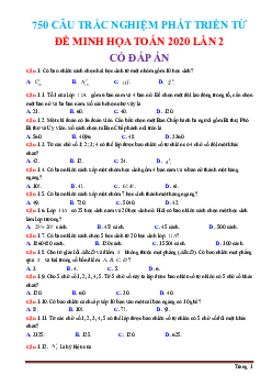TOP 750 câu trắc nghiệm Toán phát triển từ đề minh họa 2020 lần 2 (có đáp án)