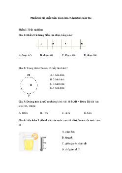 Phiếu bài tập cuối tuần Toán lớp 3 Chân trời - Tuần 15 (nâng cao)