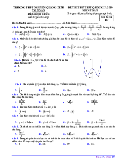 Đề thi thử Toán THPTQG 2019 trường THPT Nguyễn Quang Diêu – An Giang