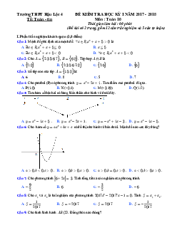 Đề thi HK1 Toán 10 năm học 2017 – 2018 trường THPT Hậu Lộc 4 – Thanh Hóa
