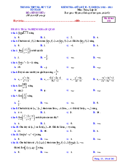 Đề giữa kỳ 2 Toán 11 năm 2022 – 2023 trường THPT Hà Huy Tập – Nghệ An
