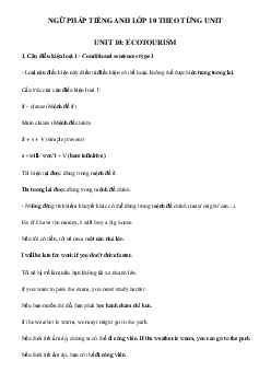 Ngữ pháp Tiếng Anh 10 Unit 10: Ecotourism - Global success