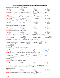 TOP 25 Câu hỏi trắc nghiệm Toán 11 dạng Tính biểu thức lôgarit theo a, b, c