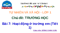 Giáo án điện tử Tự nhiên và xã hội 1 bài 7 Chân trời sáng tạo : Hoạt động ở trường em
