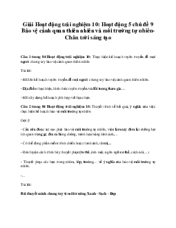 Giải Hoạt động trải nghiệm 10: Hoạt động 5 chủ đề 9 Chân Trời Sáng Tạo