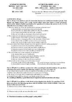 Kỳ Thi Năng Khiếu Lần 2 Năm Học 2021 - 2022 Môn Tiếng Anh Khối 11 Chuyên Trường Thpt Chuyên Nguyễn Trãi - Hải Dương (có đáp án)