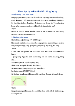 Giải sách giáo khoa môn Khoa học tự nhiên 6 Bài 41: Năng lượng | Chân trời sáng tạo