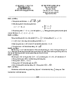 Đề tuyển sinh lớp 10 môn Toán năm 2018 – 2019 sở GD và ĐT Tiền Giang