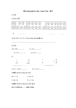 Đề ôn tập giữa học kì 1 môn Toán lớp 1 - Đề 5