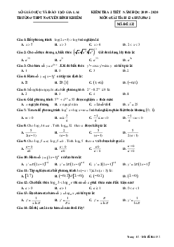 Đề kiểm tra Giải tích 12 chương 2 năm 2019 – 2020 trường Nguyễn Bỉnh Khiêm – Gia Lai